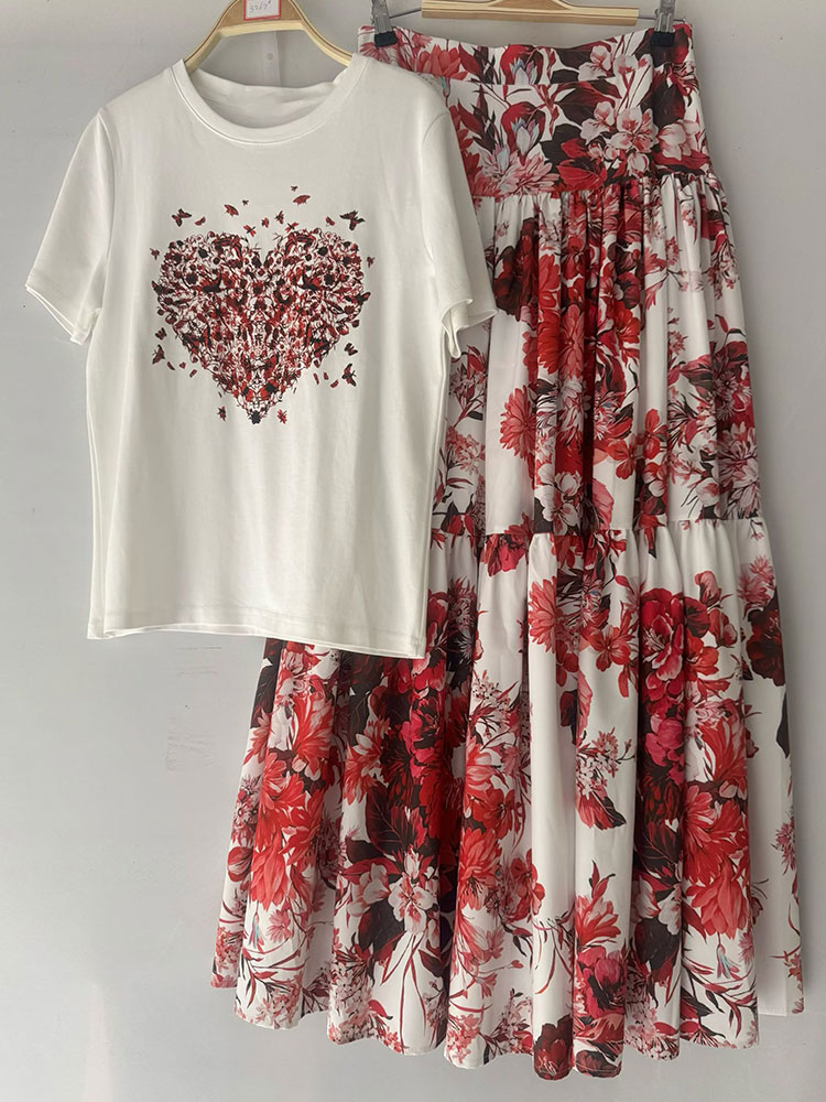 Midi Skirt Floral - 2026 신상 여름 여성 플로럴 세트