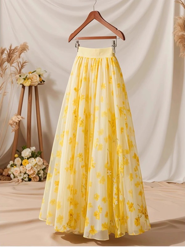 2026년 여름 하이웨이스트 옐로우 A라인 스커트 여성 - Midi Skirt Floral 리뷰 및 가격