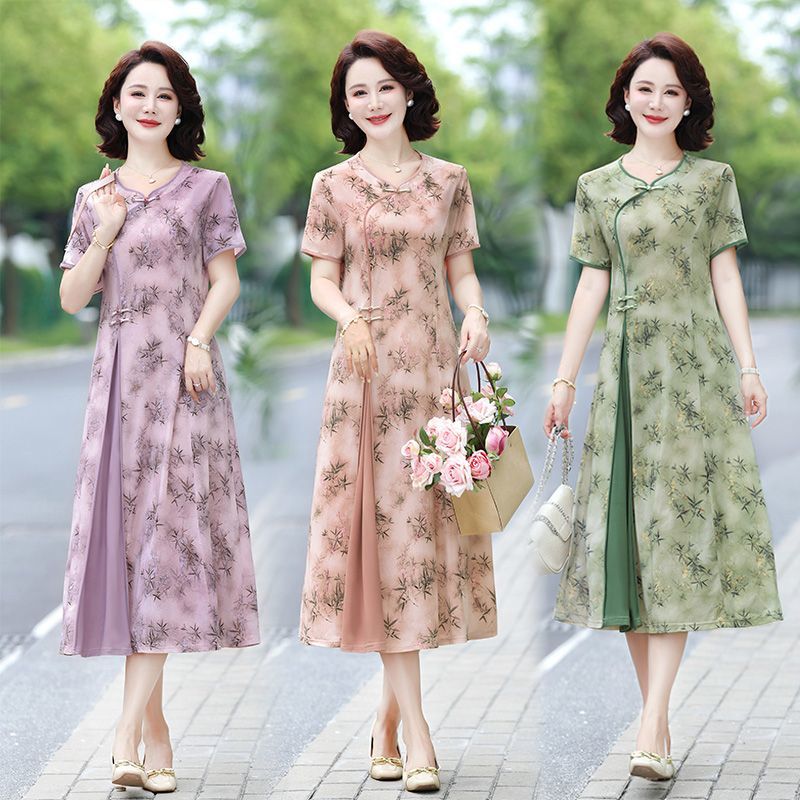 중년 여성을위한 꽃 무늬 미디 드레스 여름 새로운 스타 - Midi Skirt Floral 리뷰 및 가격