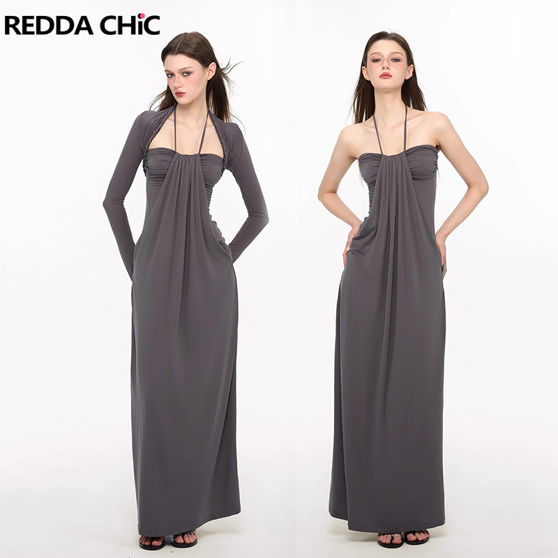REDDACHiC 우아한 브레이드 숄 드레스 세트 캐주 - Maxi Dress Halter 리뷰 및 가격